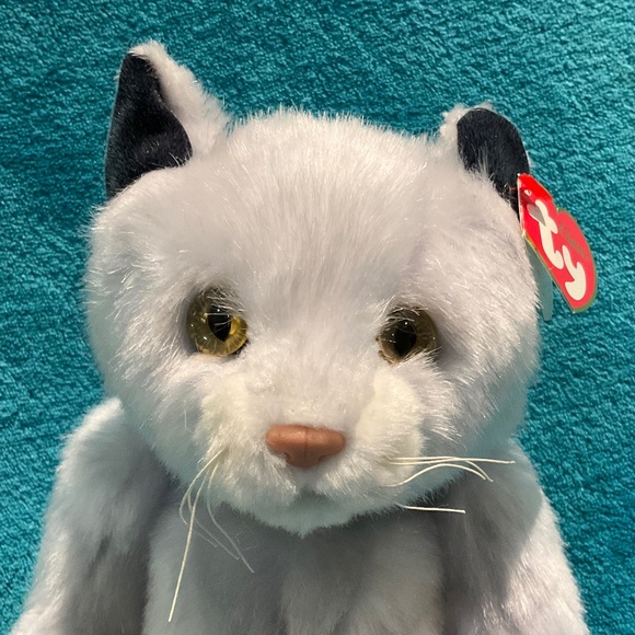 Vtg NWT Ty Classic Pearl Kitty Cat Plush Stuffed Animal 14" Silvery Gray - Picture 1 of 11